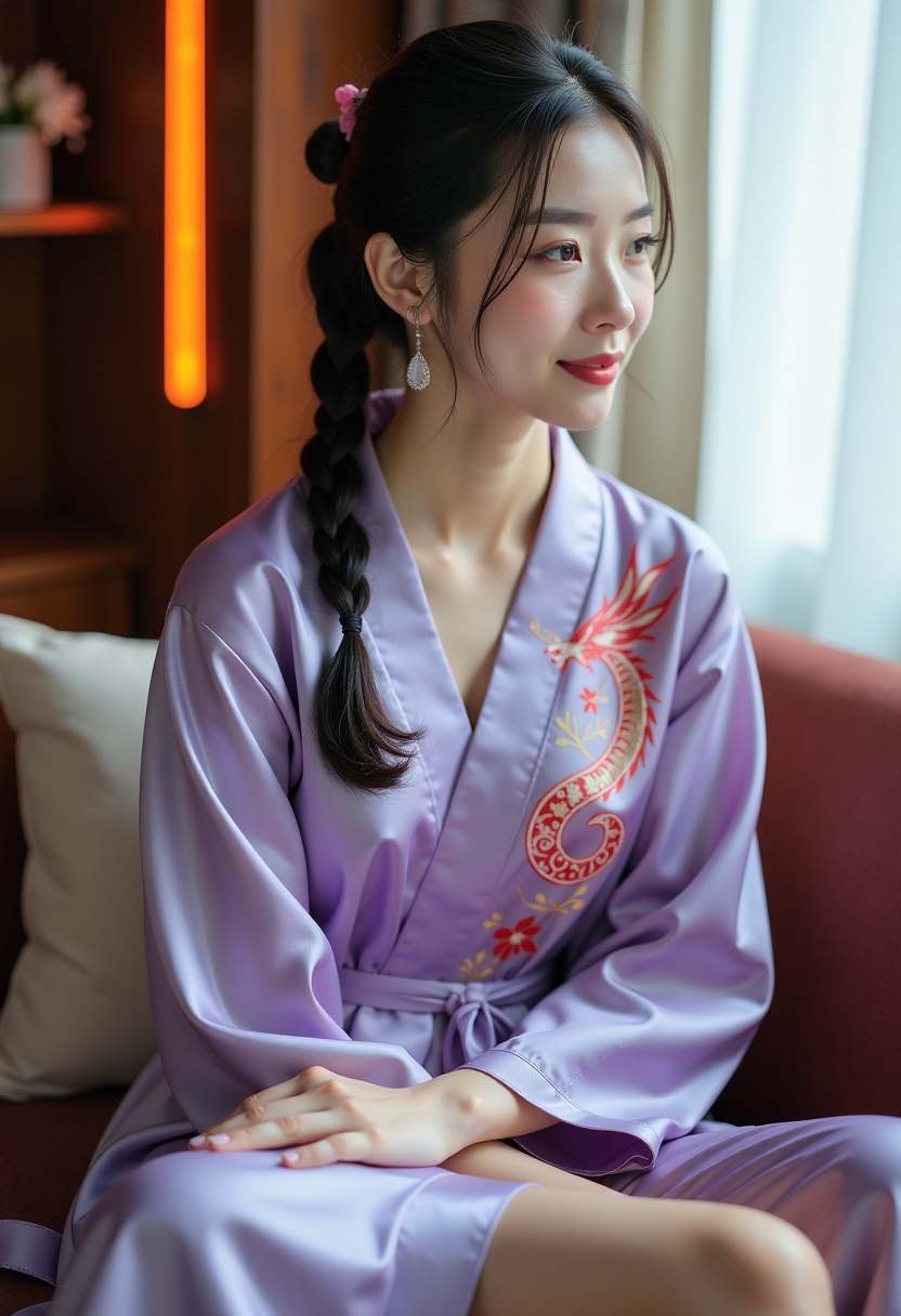 灯光下的侧脸